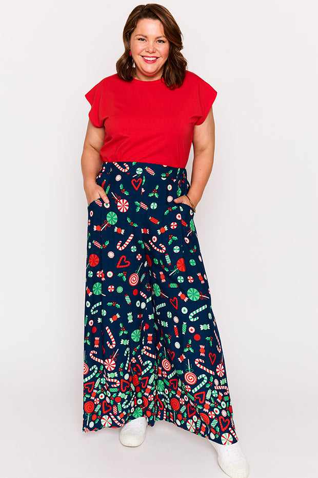 Xane Candy Crush Christmas Pant – Candy Crush Christmas wide leg pants
