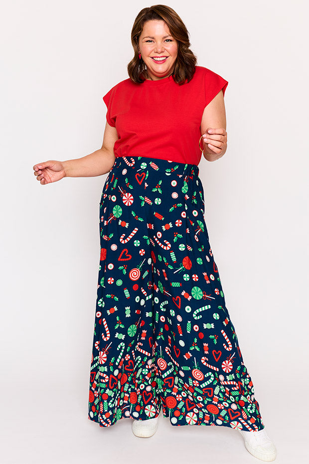 Xane Candy Crush Christmas Pant – Candy Crush Christmas wide leg pants