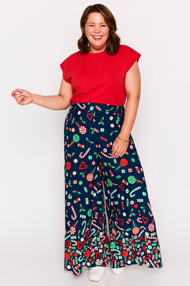 Xane Candy Crush Christmas Pant – Candy Crush Christmas wide leg pants