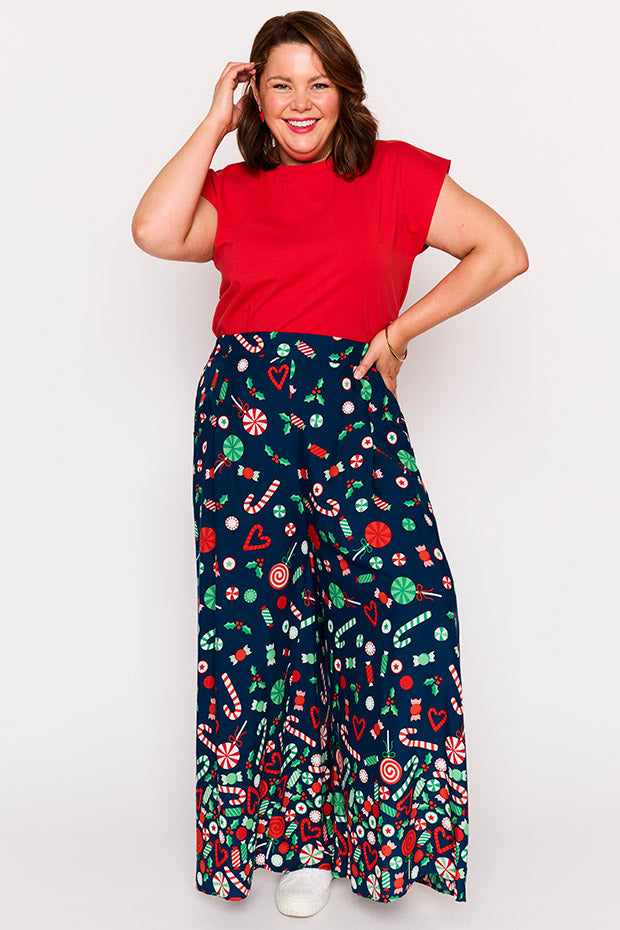 Xane Candy Crush Christmas Pant – Candy Crush Christmas wide leg pants