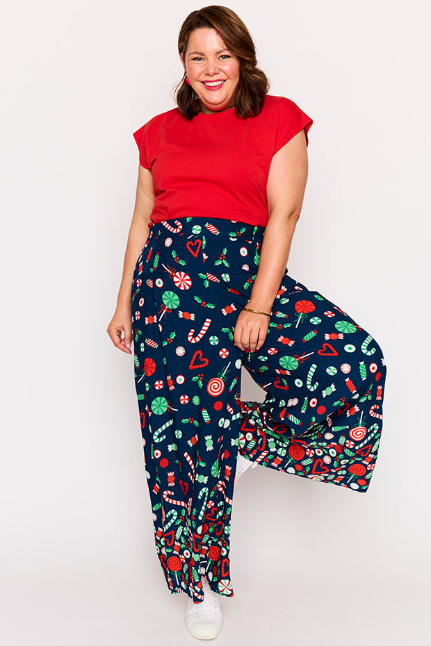 Xane Candy Crush Christmas Pant – Candy Crush Christmas wide leg pants