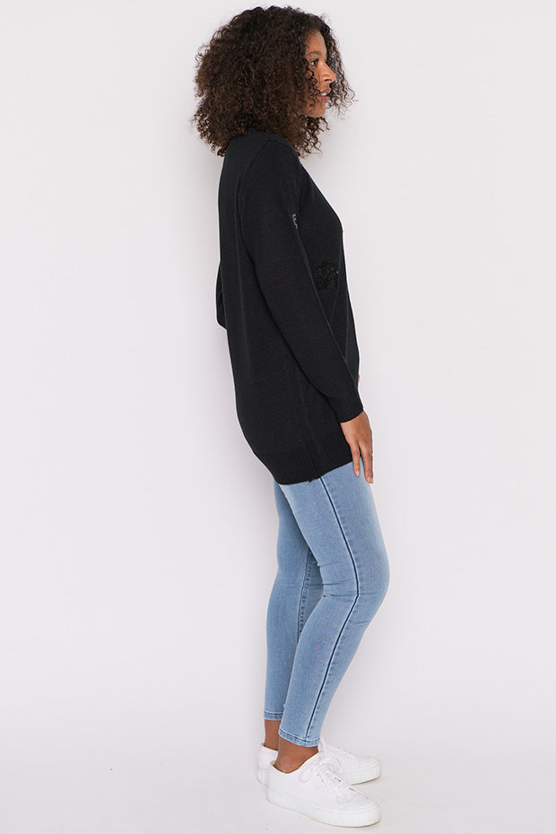 Monica Black Sequins Knit Jumper – Black Sequins knit jumper