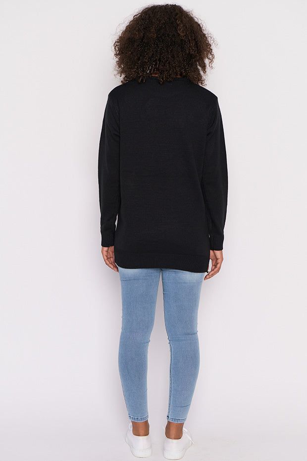Monica Black Sequins Knit Jumper – Black Sequins knit jumper