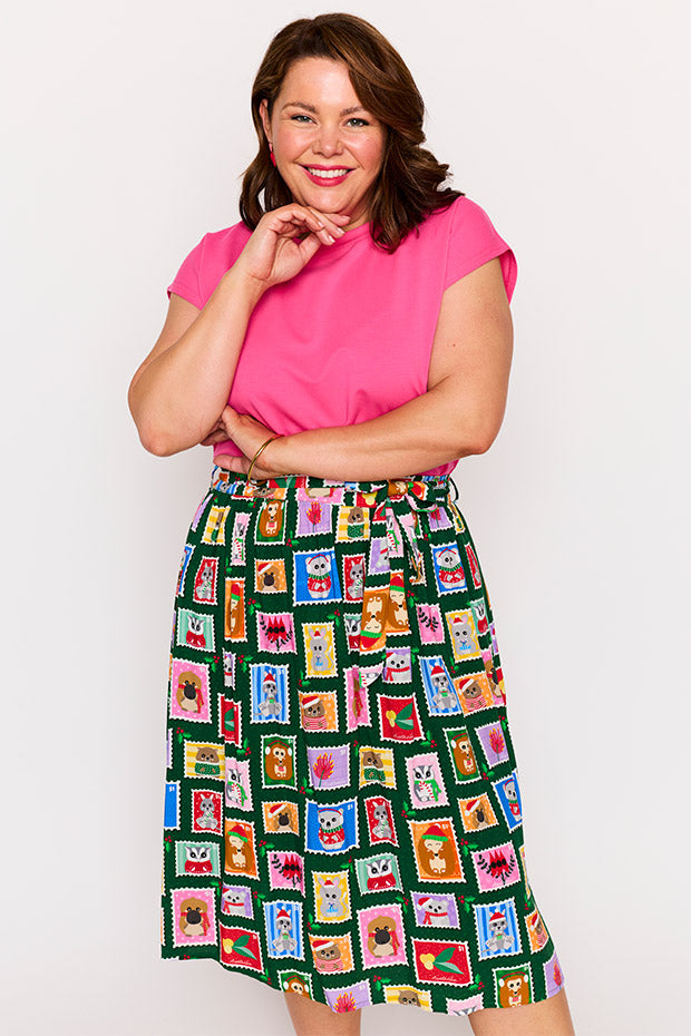 Ally Aussie Stamps Christmas Skirt – Aussie Stamps Christmas Skirt a-line skirt