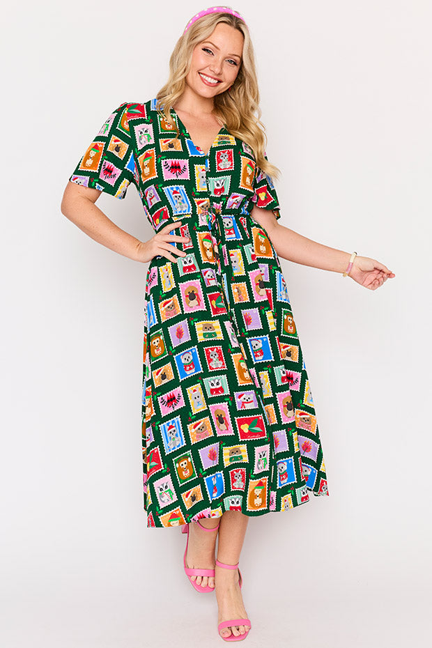 Michelle Aussie Stamps Christmas Dress – Aussie Stamps Christmas midi dress