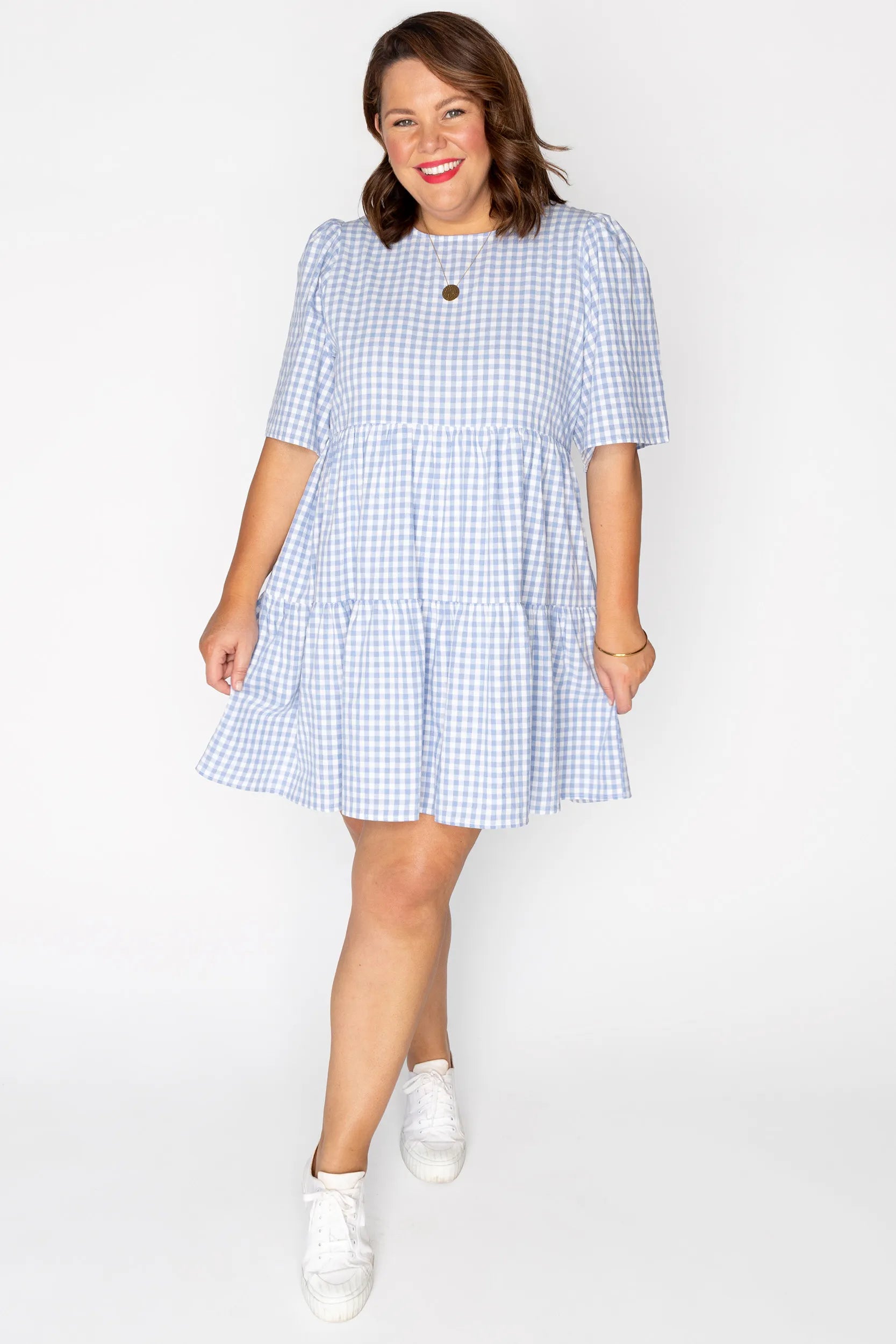 Indie Blue Gingham Dress – Blue Gingham mini dress