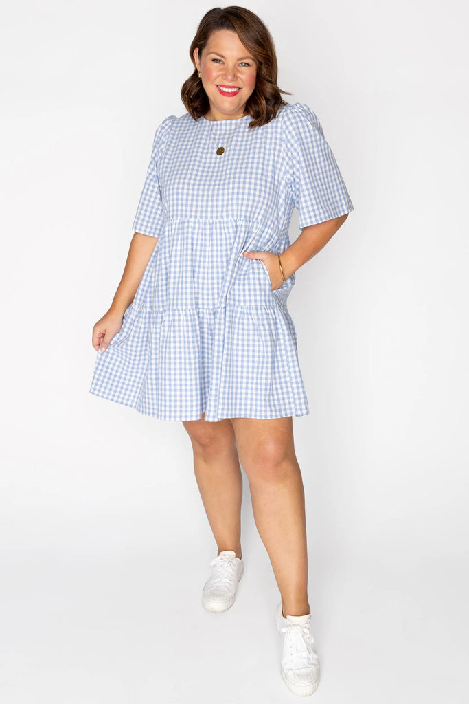 Indie Blue Gingham Dress