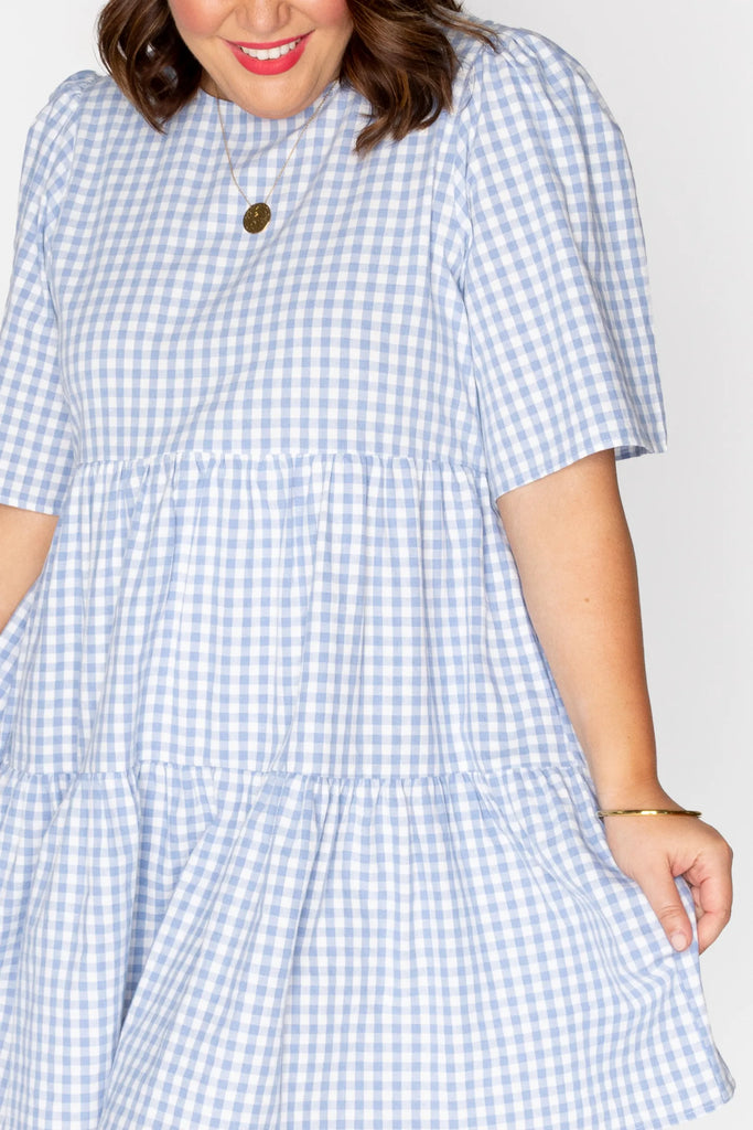 Indie Blue Gingham Dress