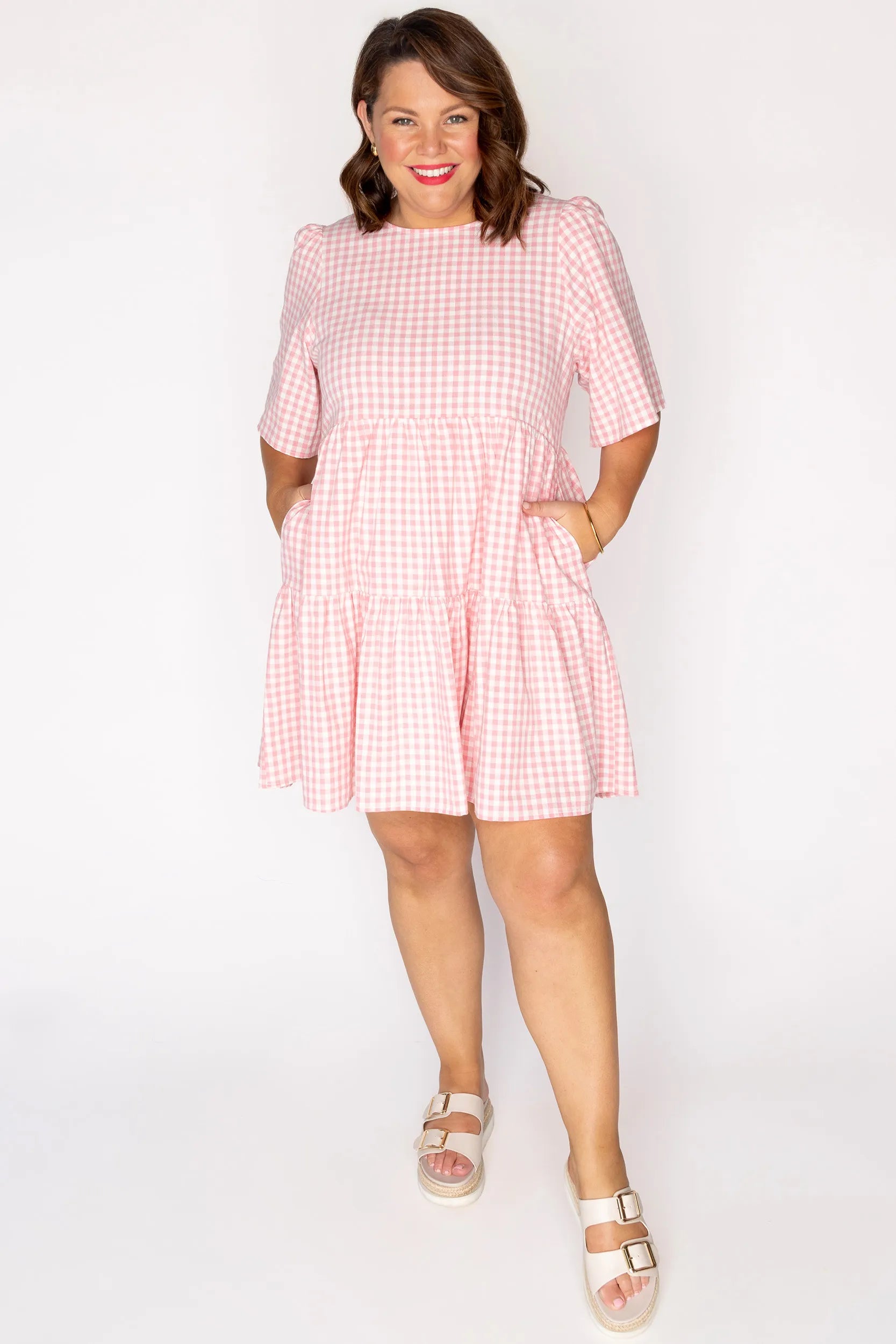 Indie Pink Gingham Dress – Pink Gingham mini dress