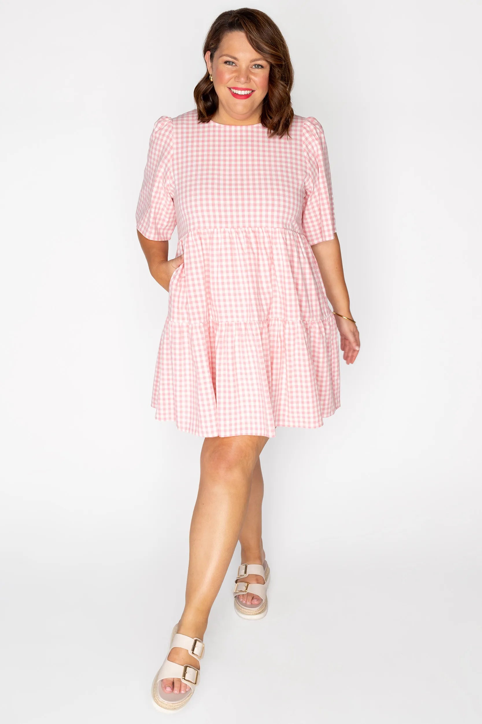 Indie Pink Gingham Dress – Pink Gingham mini dress
