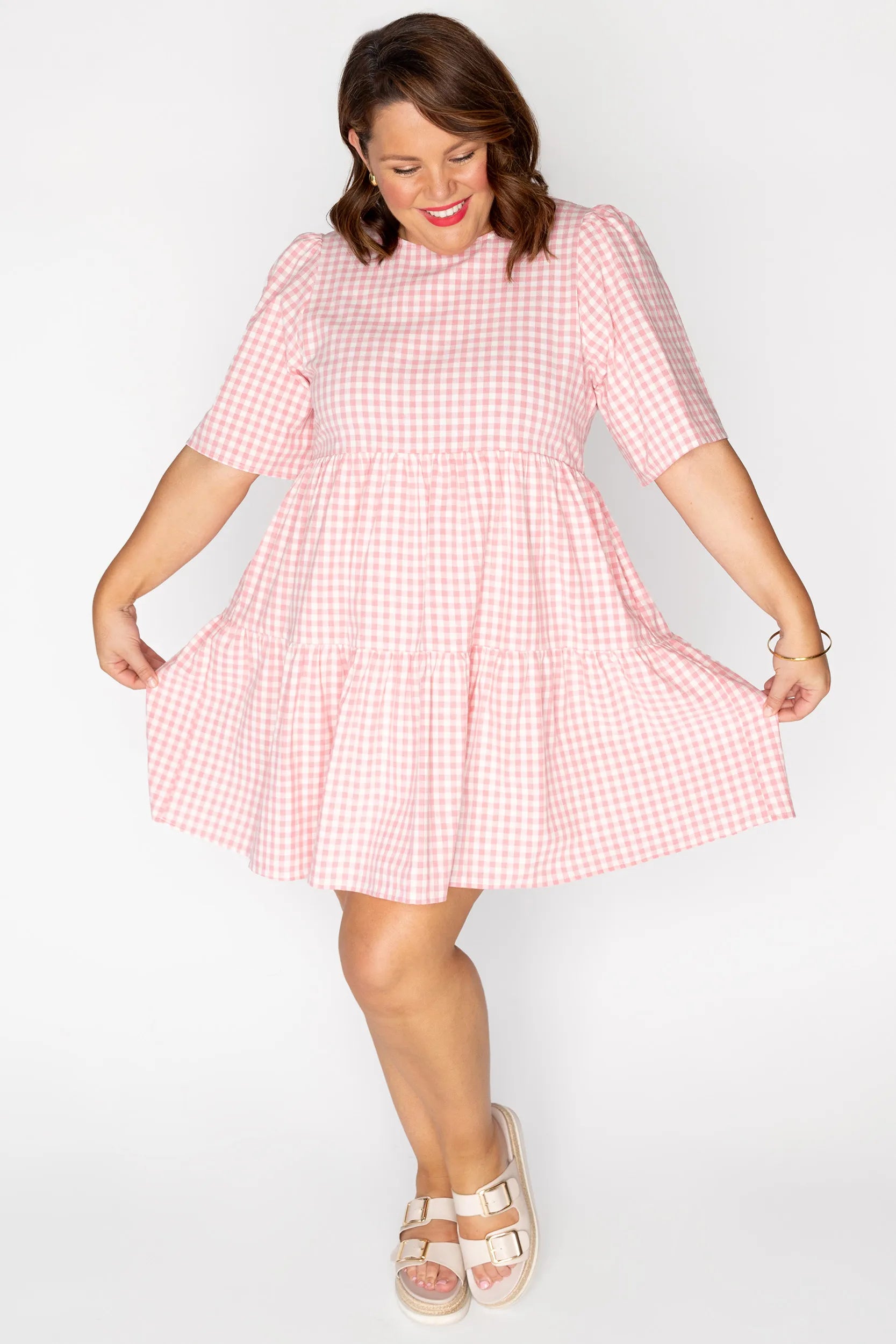 Indie Pink Gingham Dress – Pink Gingham mini dress