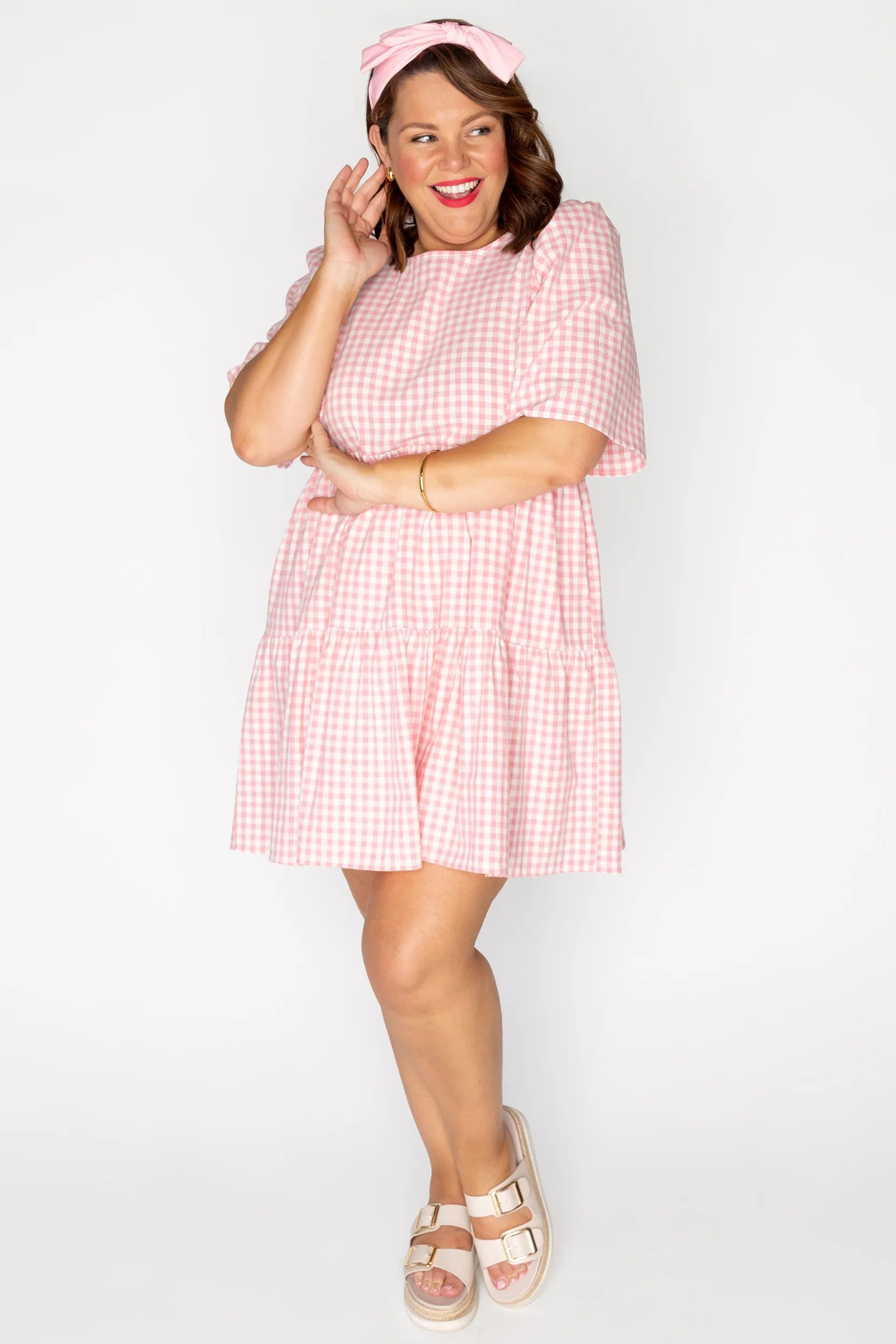 Indie Pink Gingham Dress – Pink Gingham mini dress
