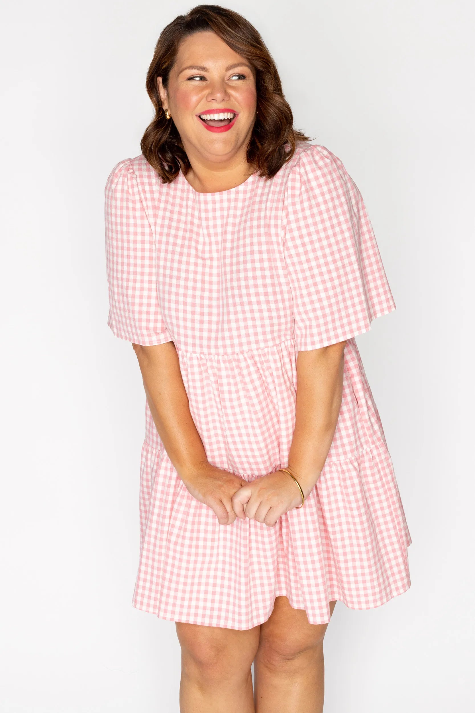 Indie Pink Gingham Dress – Pink Gingham mini dress