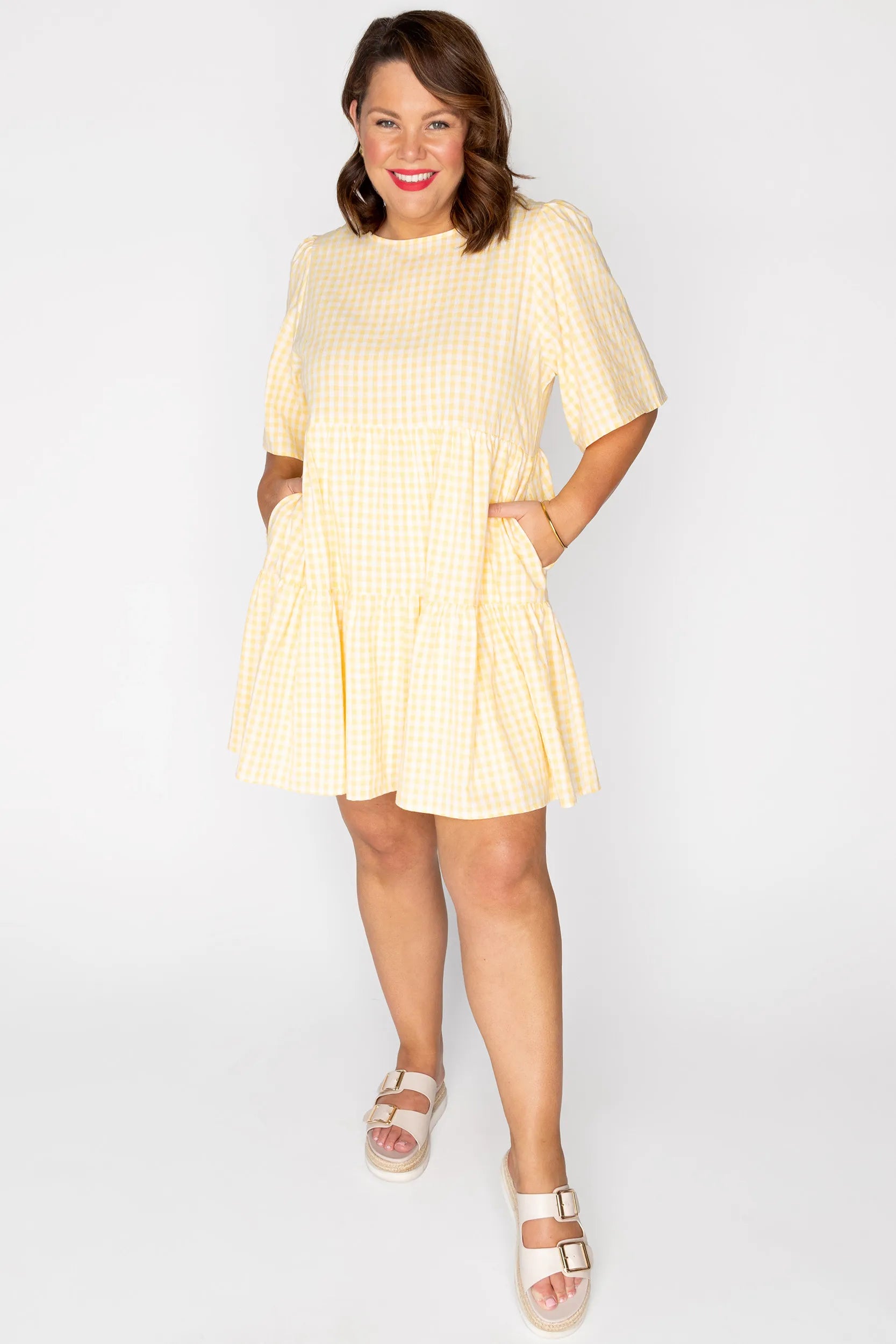 Indie Yellow Gingham Dress – Yellow Gingham mini dress