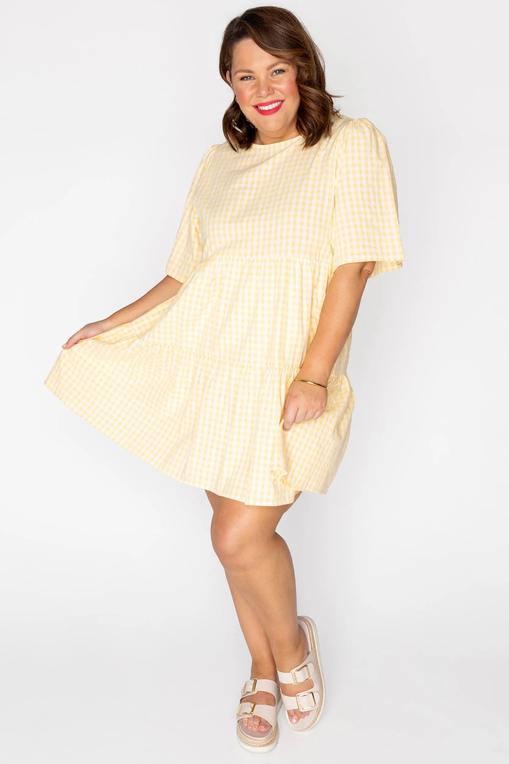 Indie Yellow Gingham Dress – Yellow Gingham mini dress