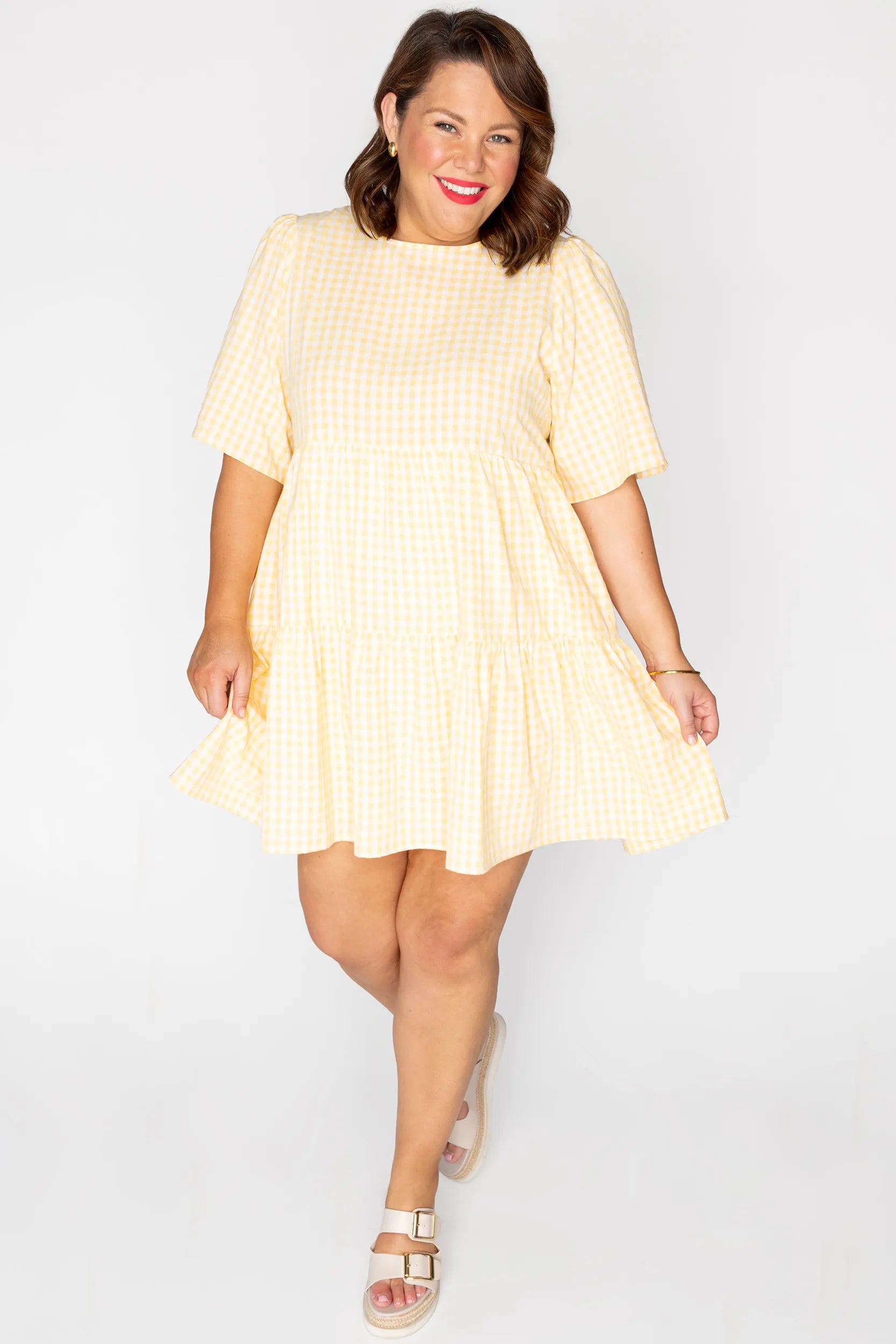 Indie Yellow Gingham Dress – Yellow Gingham mini dress