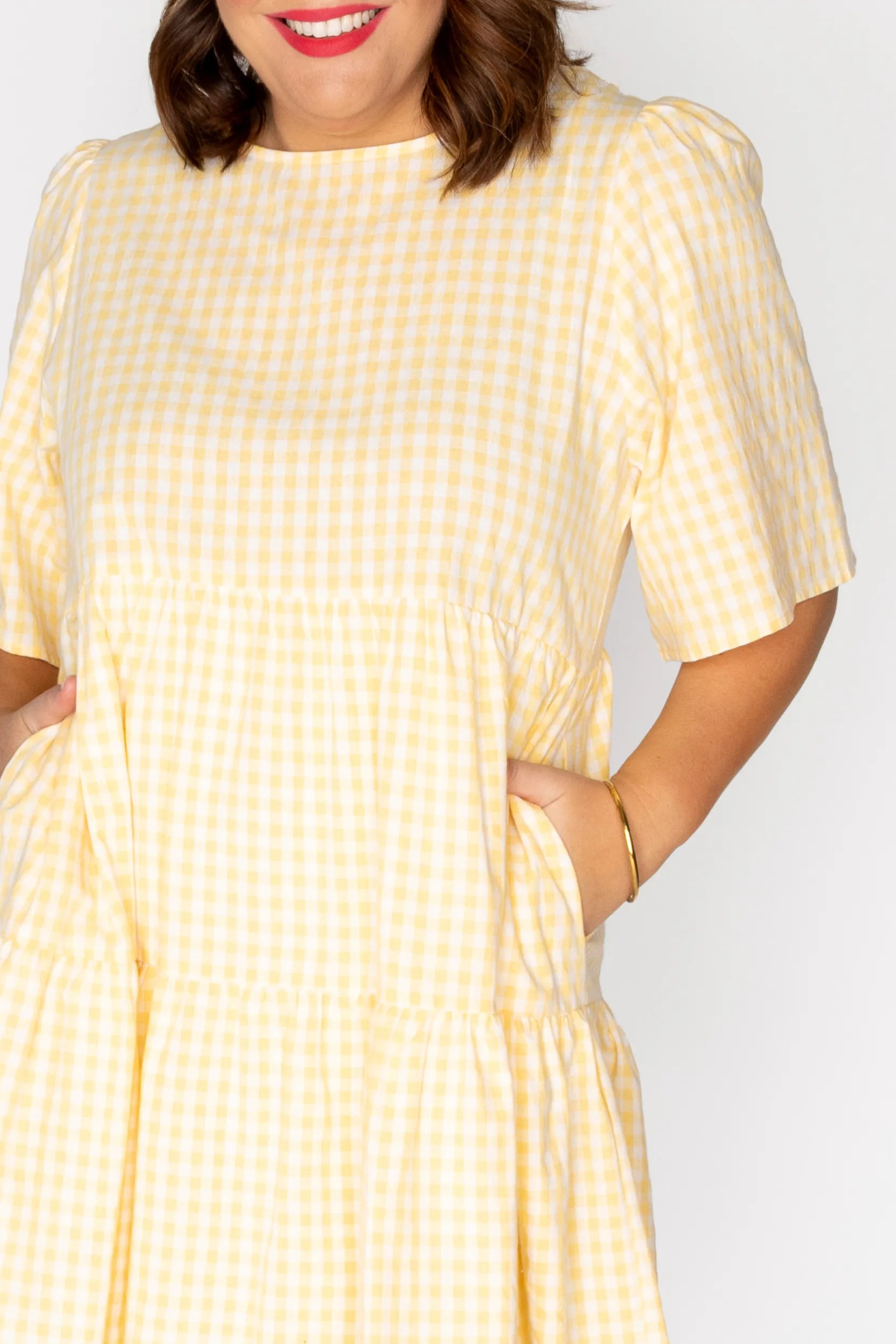 Indie Yellow Gingham Dress – Yellow Gingham mini dress
