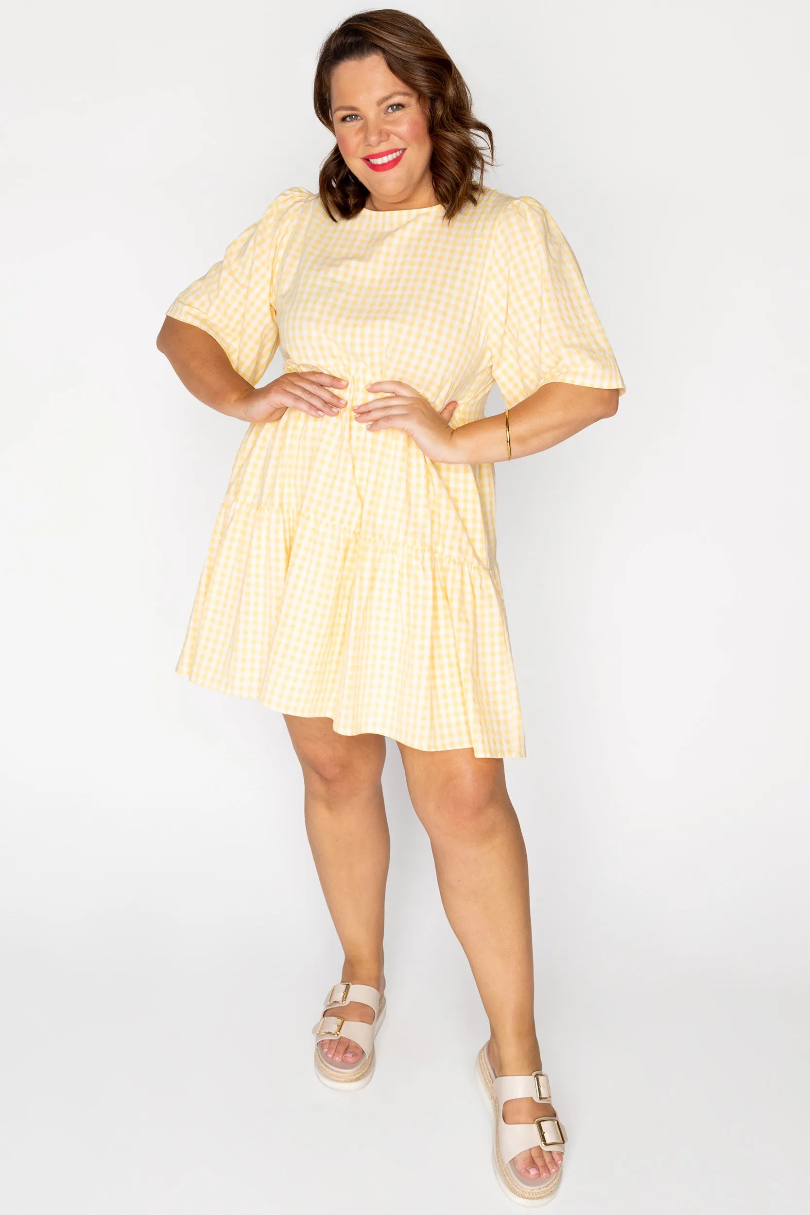 Indie Yellow Gingham Dress – Yellow Gingham mini dress