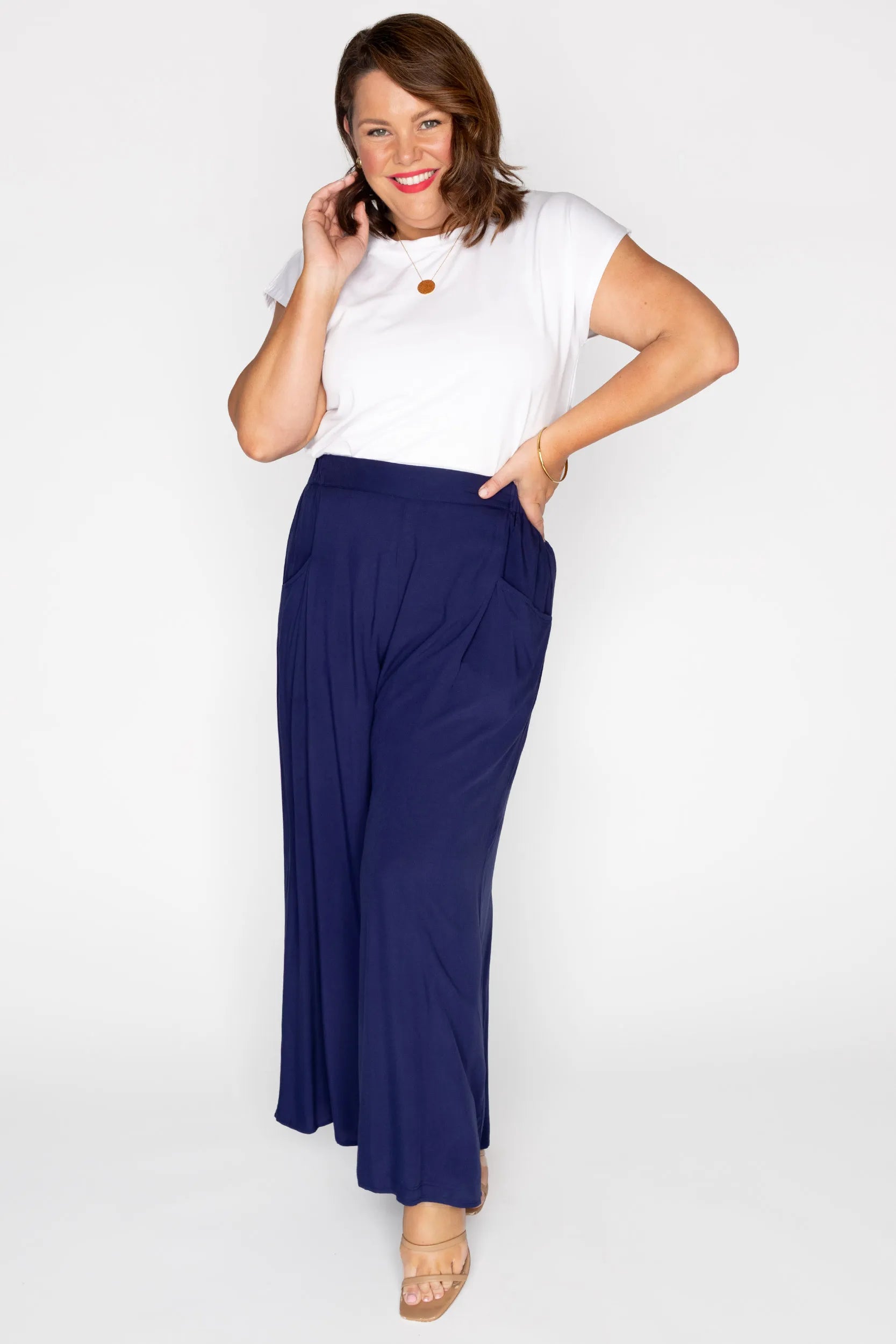Xane Navy Pant – Navy wide leg pants