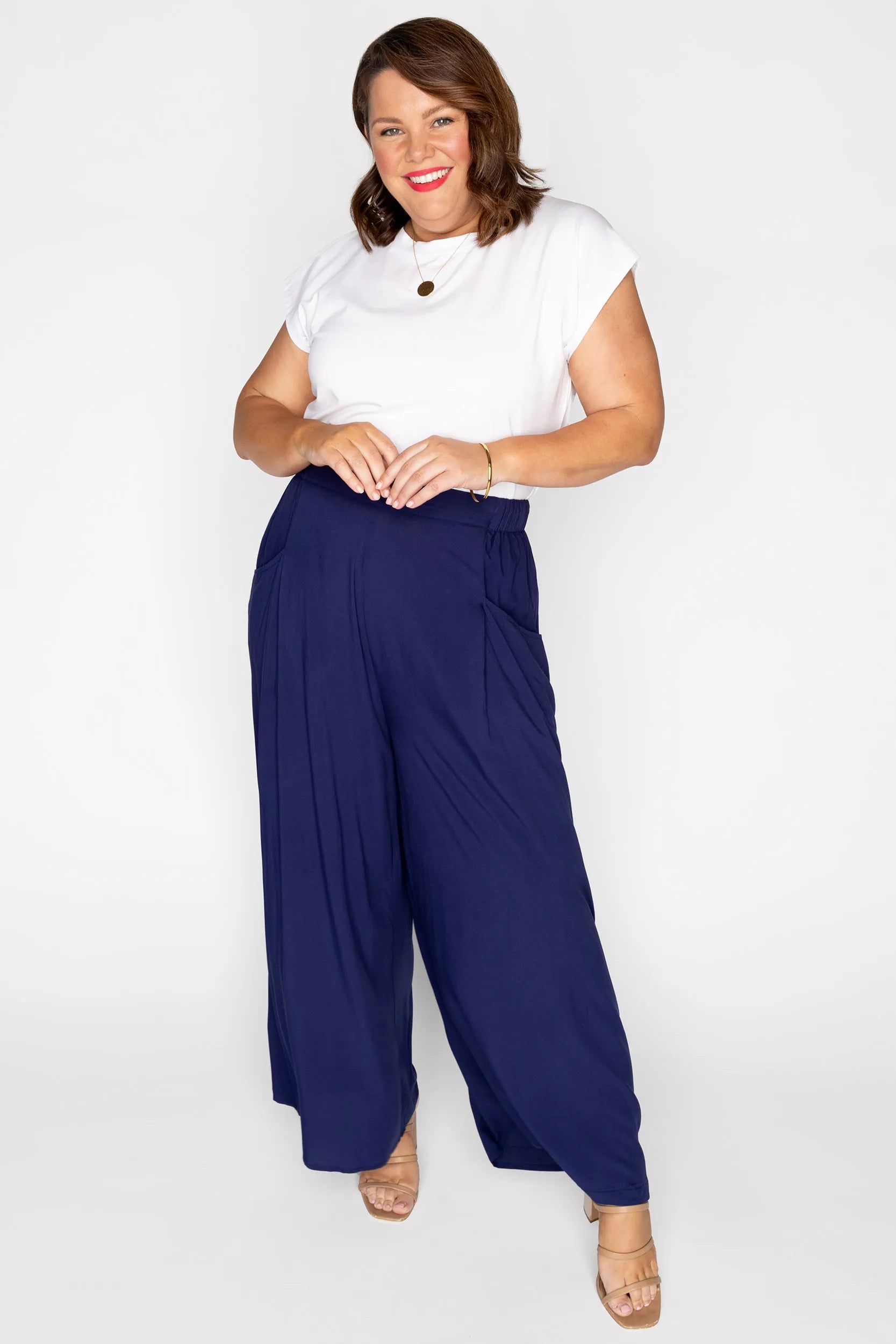 Xane Navy Pant – Navy wide leg pants