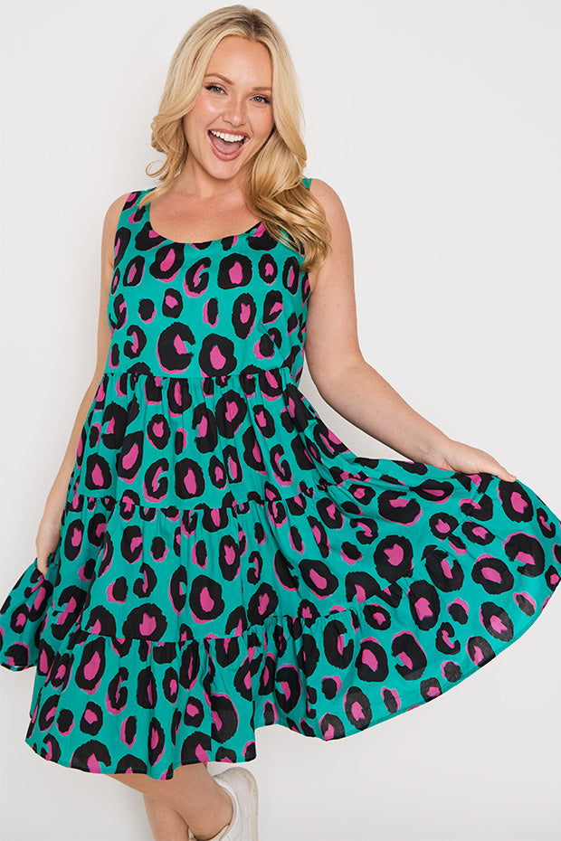 Dorothy Minty Leopard Dress – Minty Leopard knee length dress
