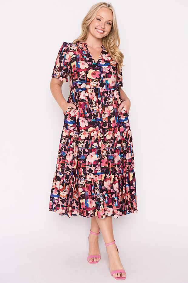 Hollie Floral Collage Dress – Floral Collage midi dress