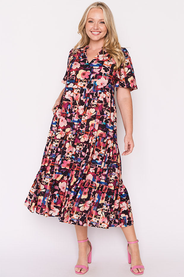 Hollie Floral Collage Dress – Floral Collage midi dress