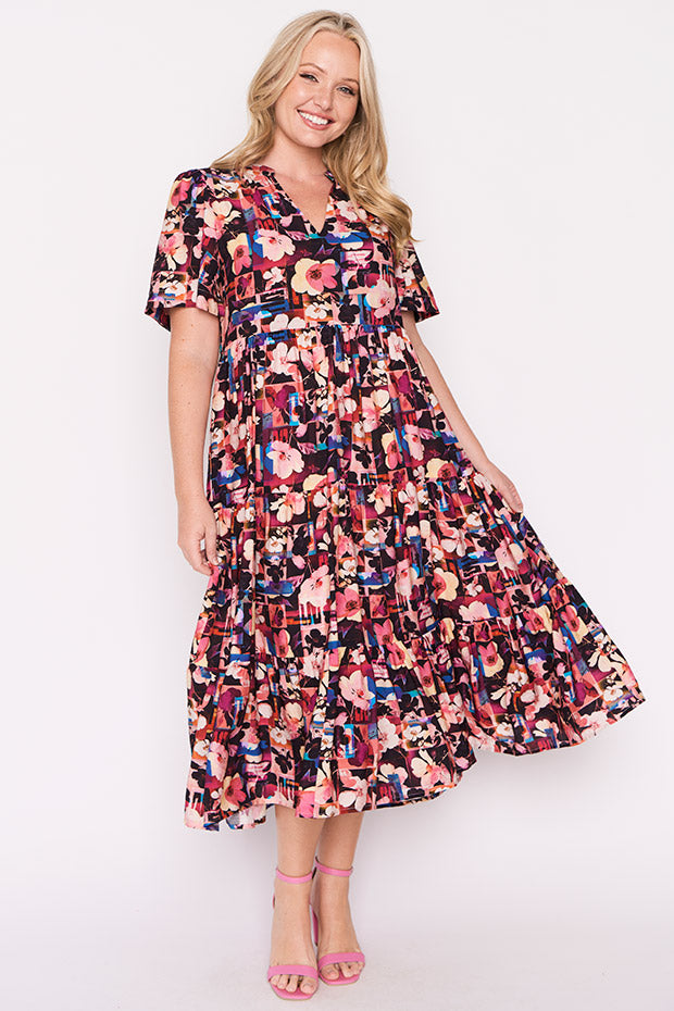 Hollie Floral Collage Dress – Floral Collage midi dress