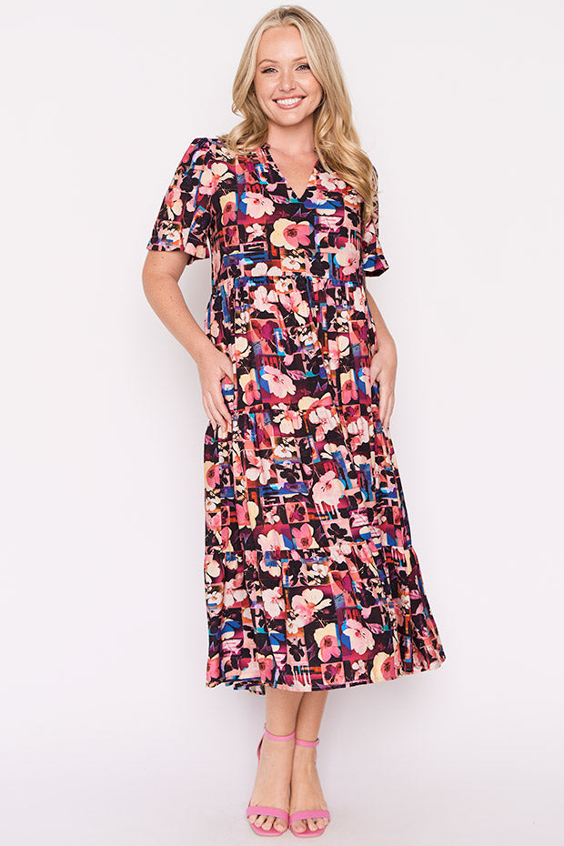 Hollie Floral Collage Dress – Floral Collage midi dress