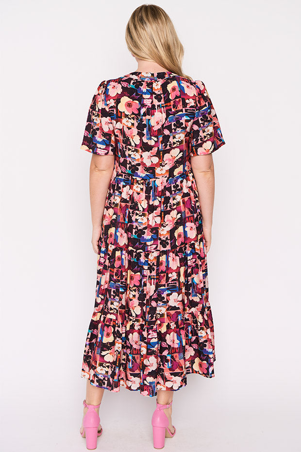 Hollie Floral Collage Dress – Floral Collage midi dress