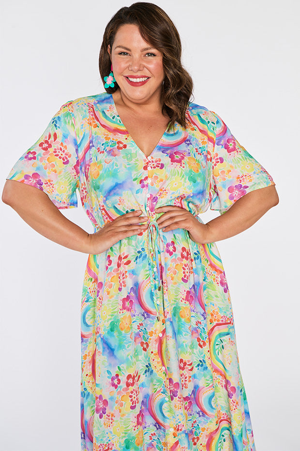 Michelle Rainbow Garden Dress – Rainbow Garden midi dress