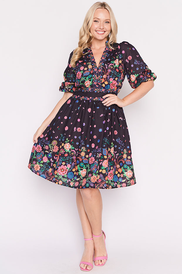 Abbie Black Magic Garden Dress – Black Magic Garden knee length dress