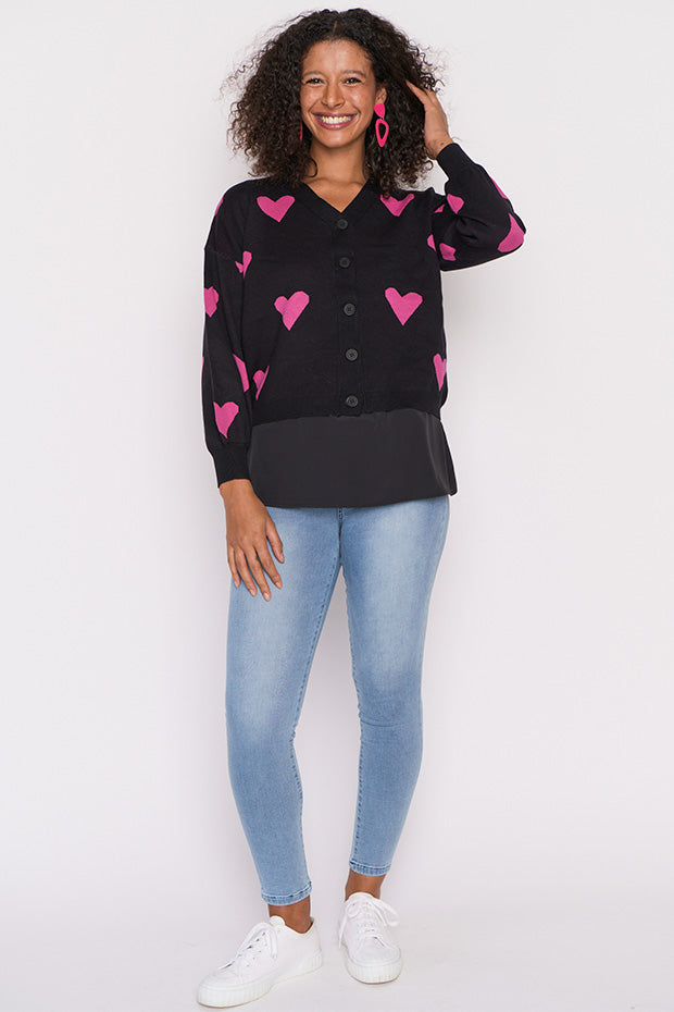 Queen of Hearts Black & Pink Cardi – Black & Pink cardigan