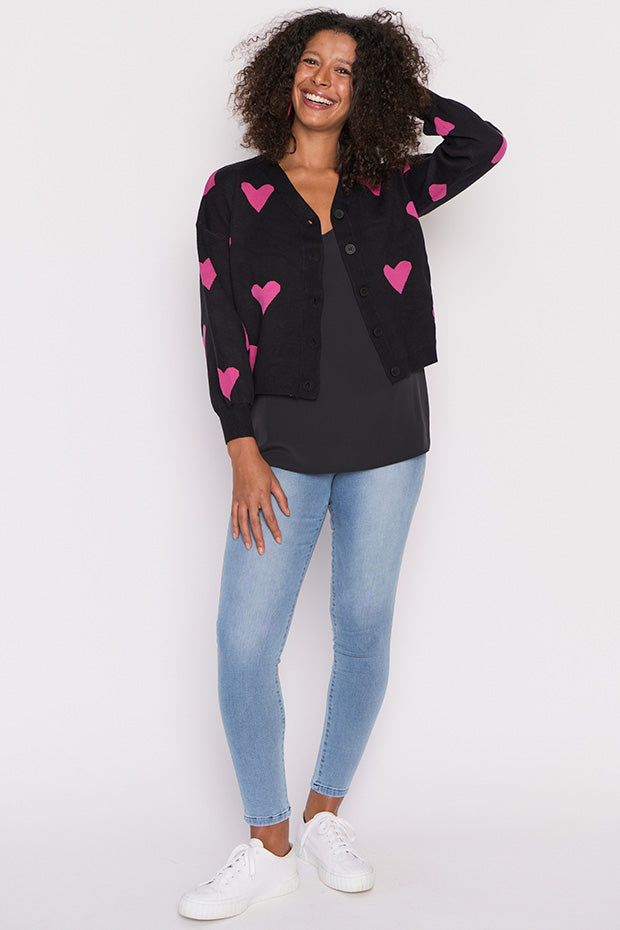Queen of Hearts Black & Pink Cardi – Black & Pink cardigan