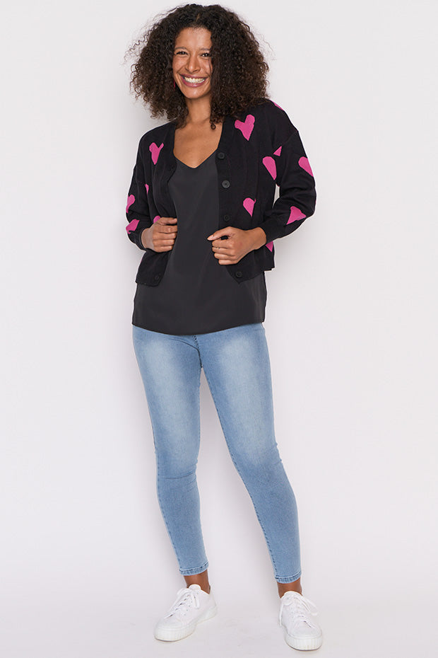 Queen of Hearts Black & Pink Cardi – Black & Pink cardigan