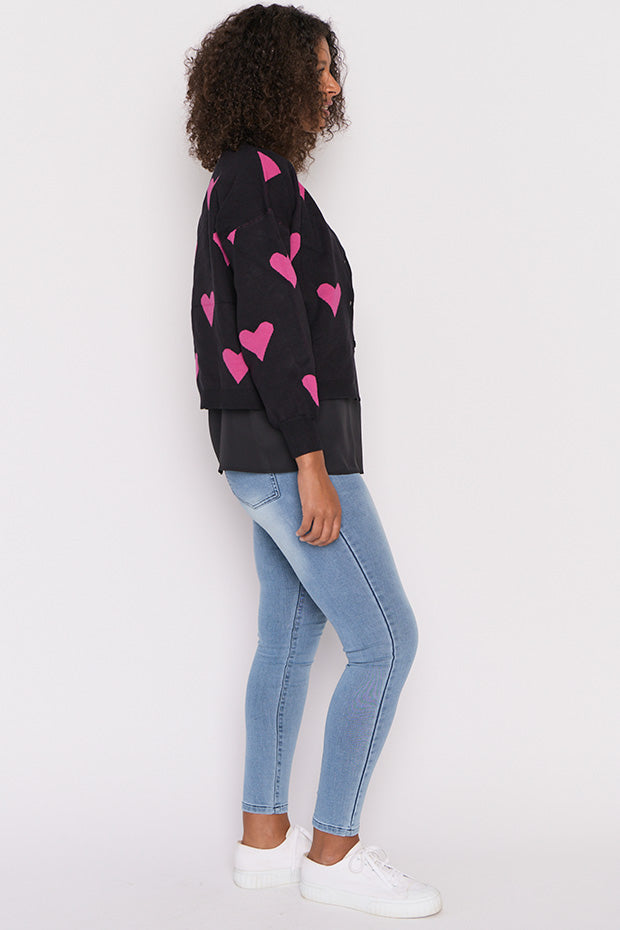 Queen of Hearts Black & Pink Cardi – Black & Pink cardigan