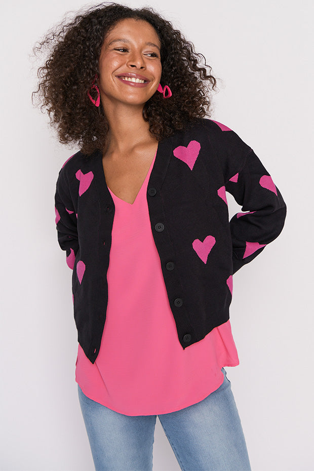 Queen of Hearts Black & Pink Cardi – Black & Pink cardigan