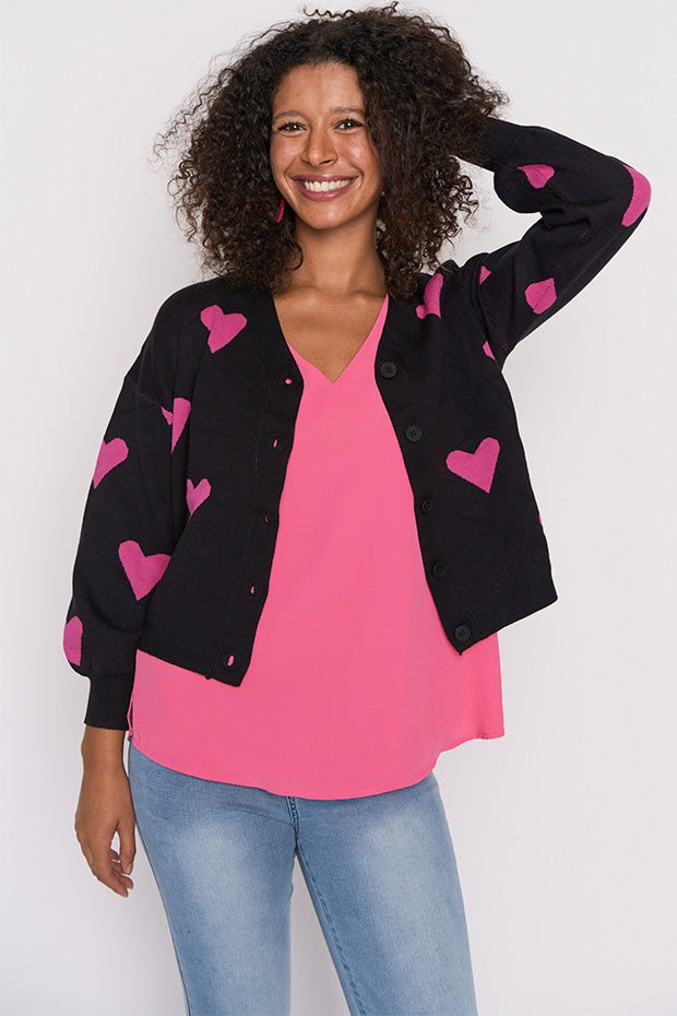 Queen of Hearts Black & Pink Cardi – Black & Pink cardigan