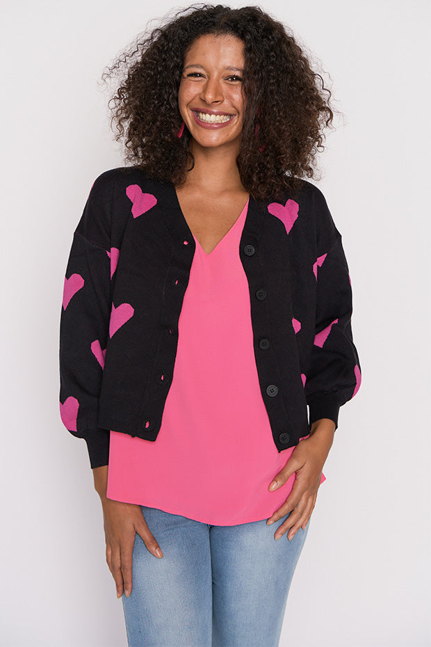 Queen of Hearts Black & Pink Cardi – Black & Pink cardigan
