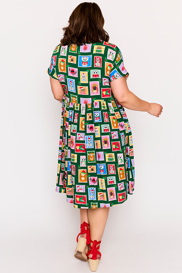 Malia Aussie Stamps Christmas Dress – Aussie Stamps Christmas knee length dress