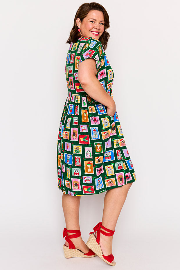 Malia Aussie Stamps Christmas Dress – Aussie Stamps Christmas knee length dress