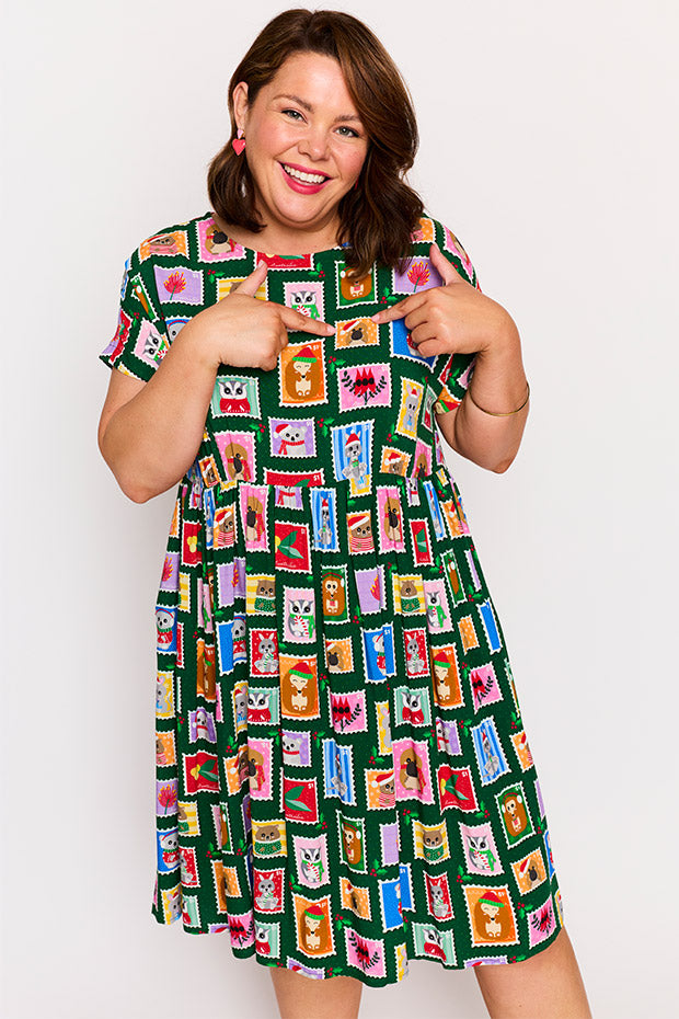Malia Aussie Stamps Christmas Dress – Aussie Stamps Christmas knee length dress