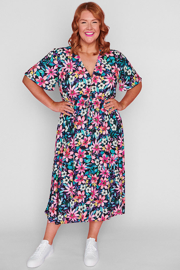 Marley Neon Bloom Dress – Neon Bloom midi dress