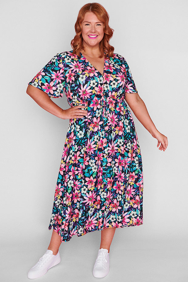 Marley Neon Bloom Dress – Neon Bloom midi dress