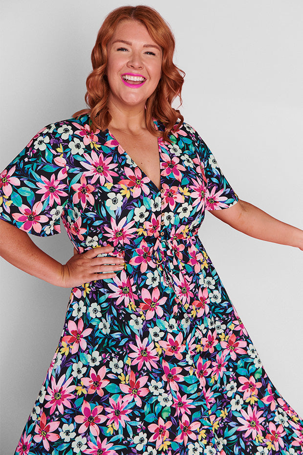 Marley Neon Bloom Dress – Neon Bloom midi dress