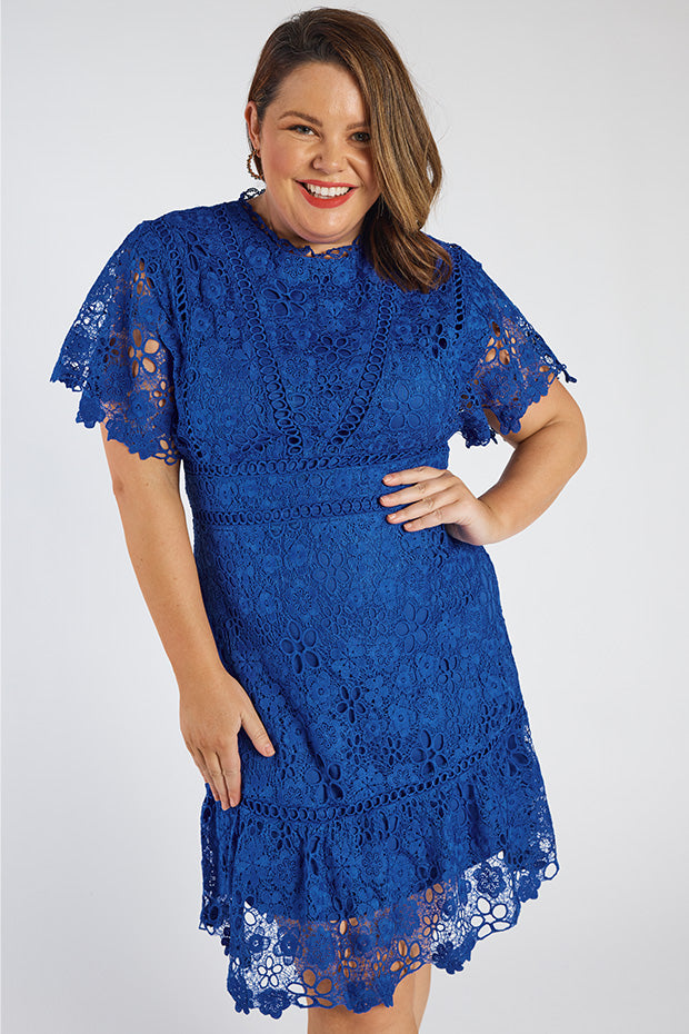 Melanie Cobalt Lace Dress – Cobalt Lace knee length dress