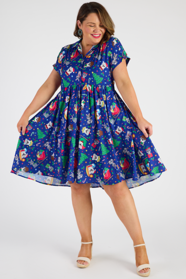 Frankie Aussie Christmas Dress – Aussie Christmas shirt dress