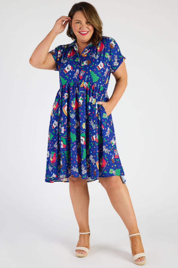 Frankie Aussie Christmas Dress – Aussie Christmas shirt dress