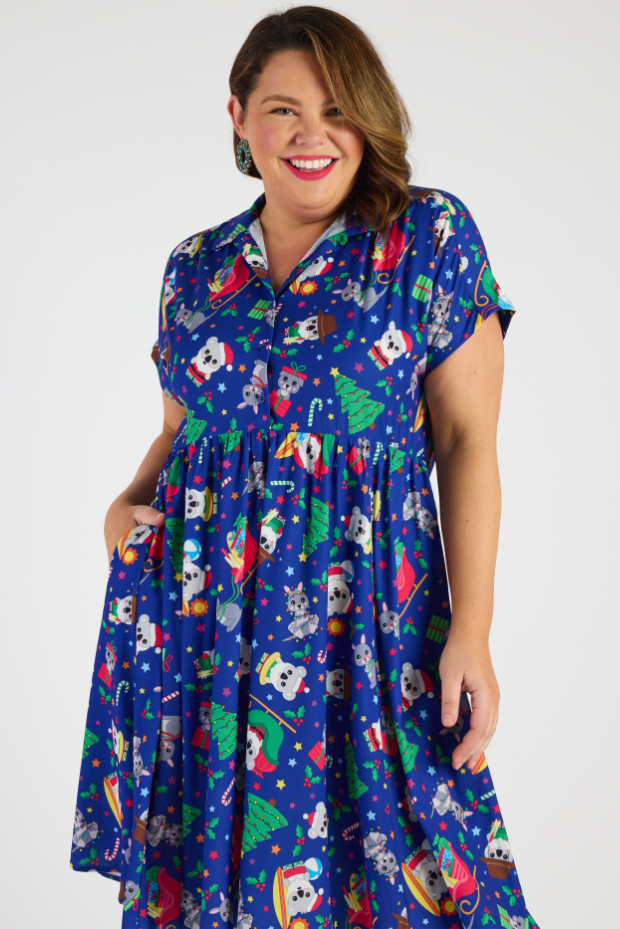 Frankie Aussie Christmas Dress – Aussie Christmas shirt dress