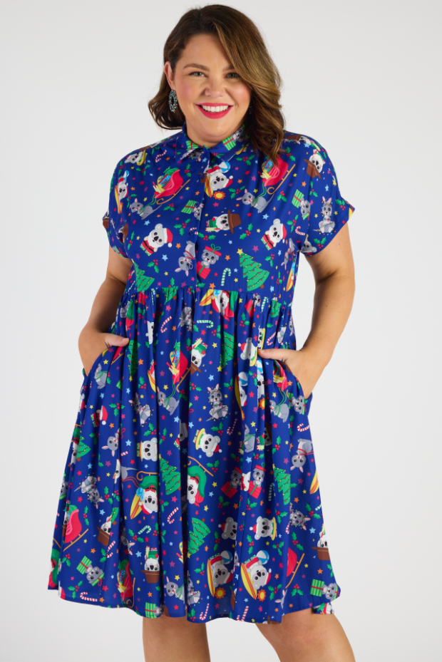 Frankie Aussie Christmas Dress – Aussie Christmas shirt dress